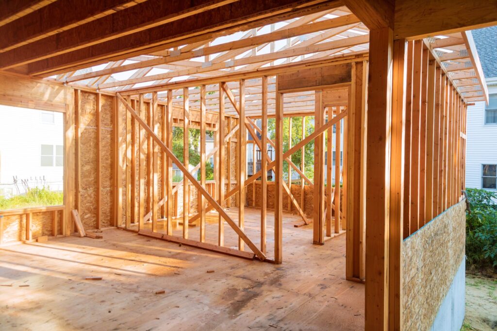 Wood framing for a home additions services in Phoeniz, AZ.
